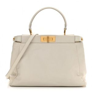 FENDI Nappa Medium Peekaboo | Cream/Ivory | Gold HW